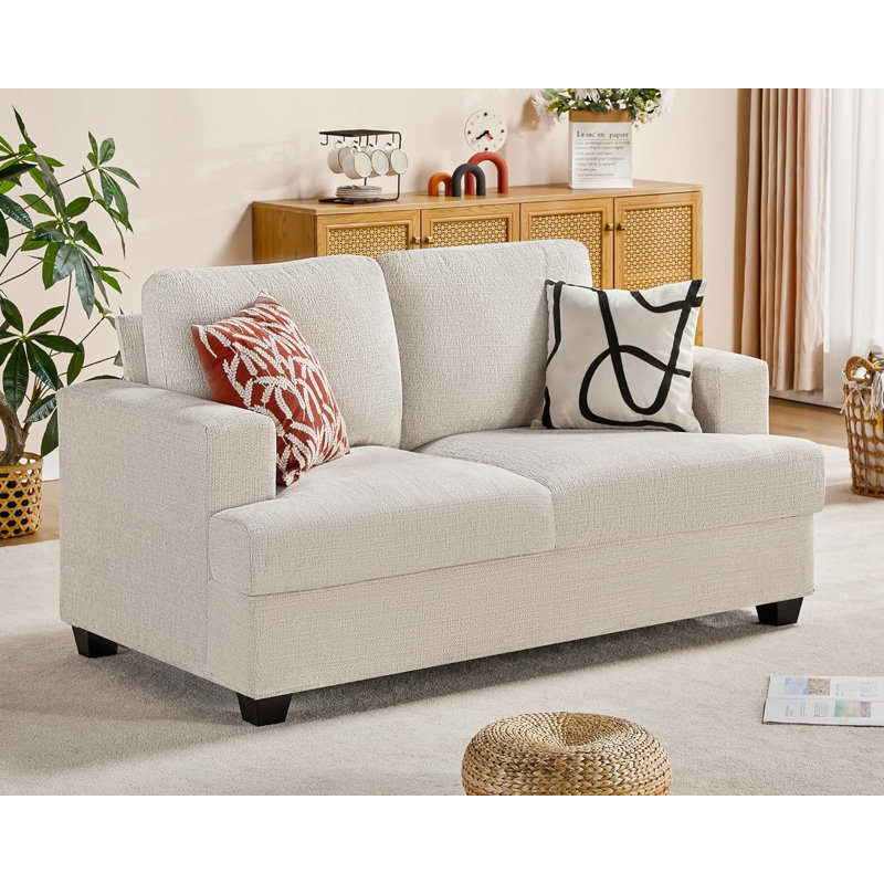 Berlinde 64 Upholstered Loveseat Wade Logan Fabric White Chenille